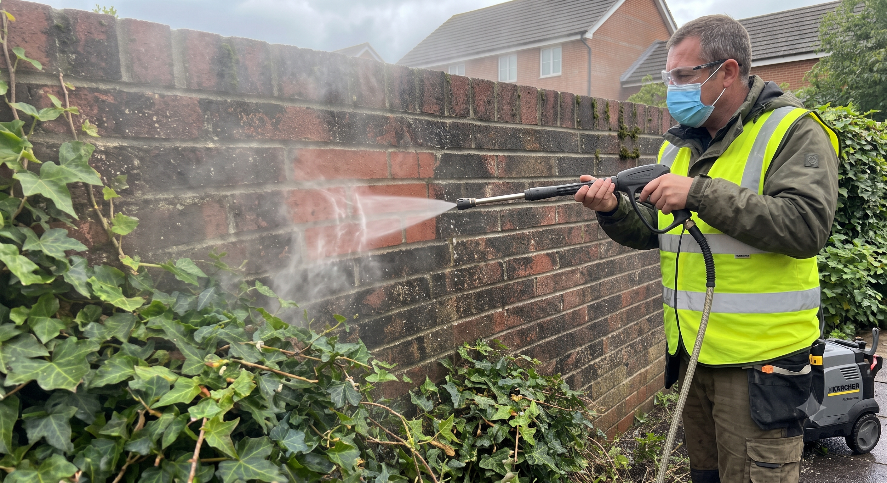 Brick cleaning in progress