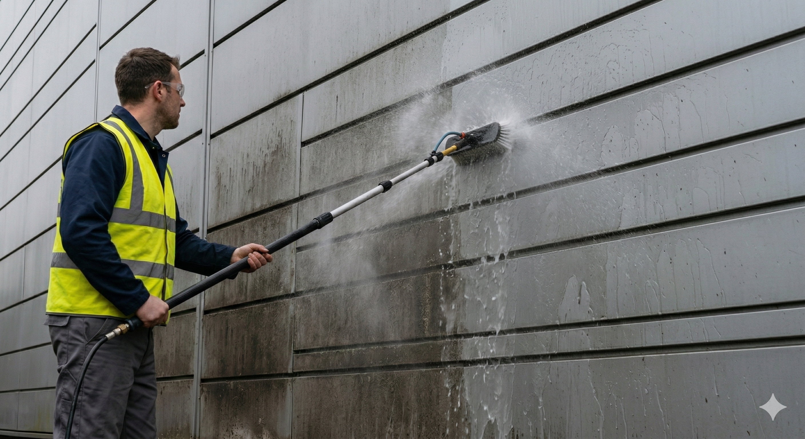 Cladding cleaning in progress