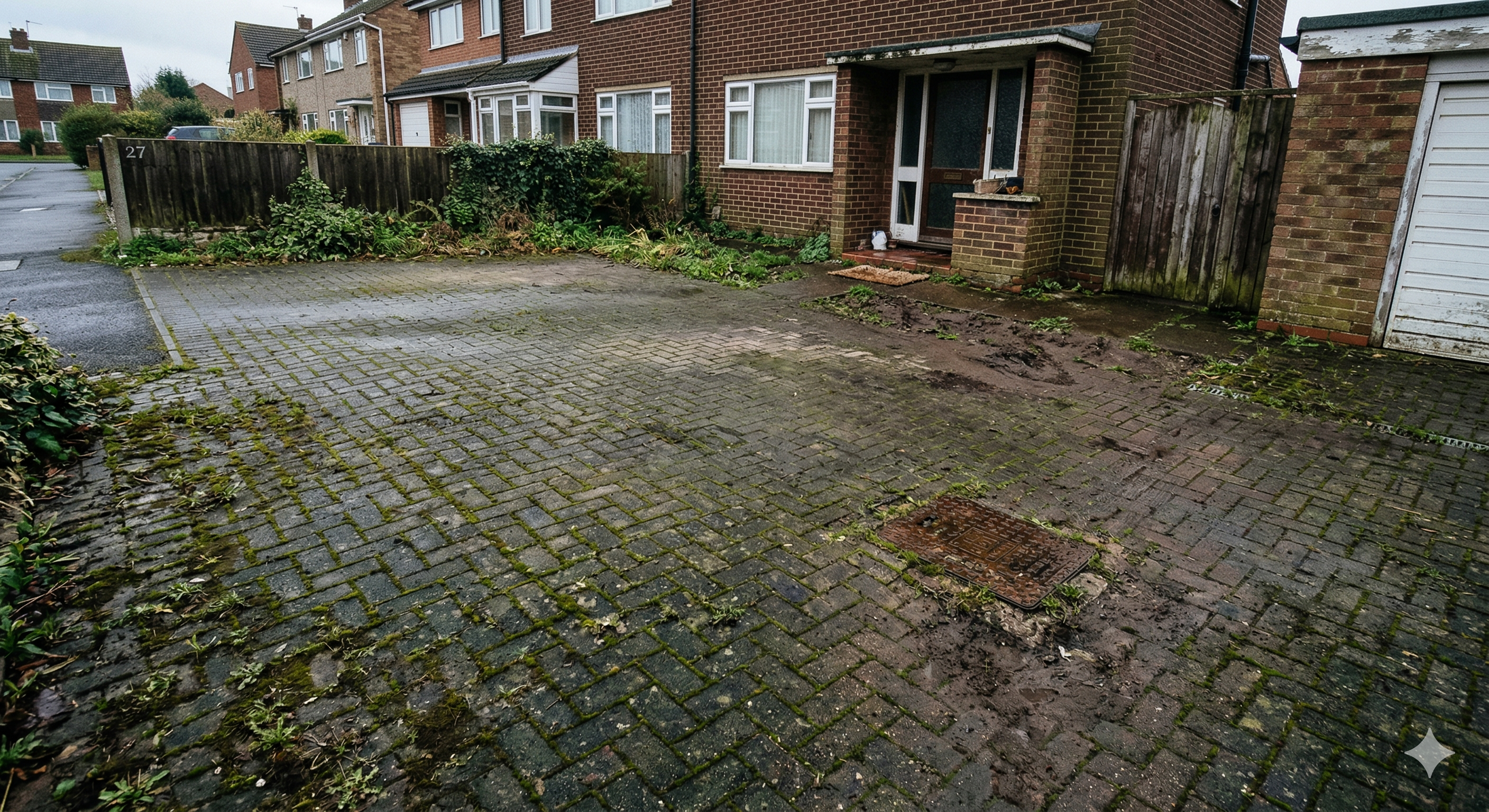 Driveway and patio cleaning before