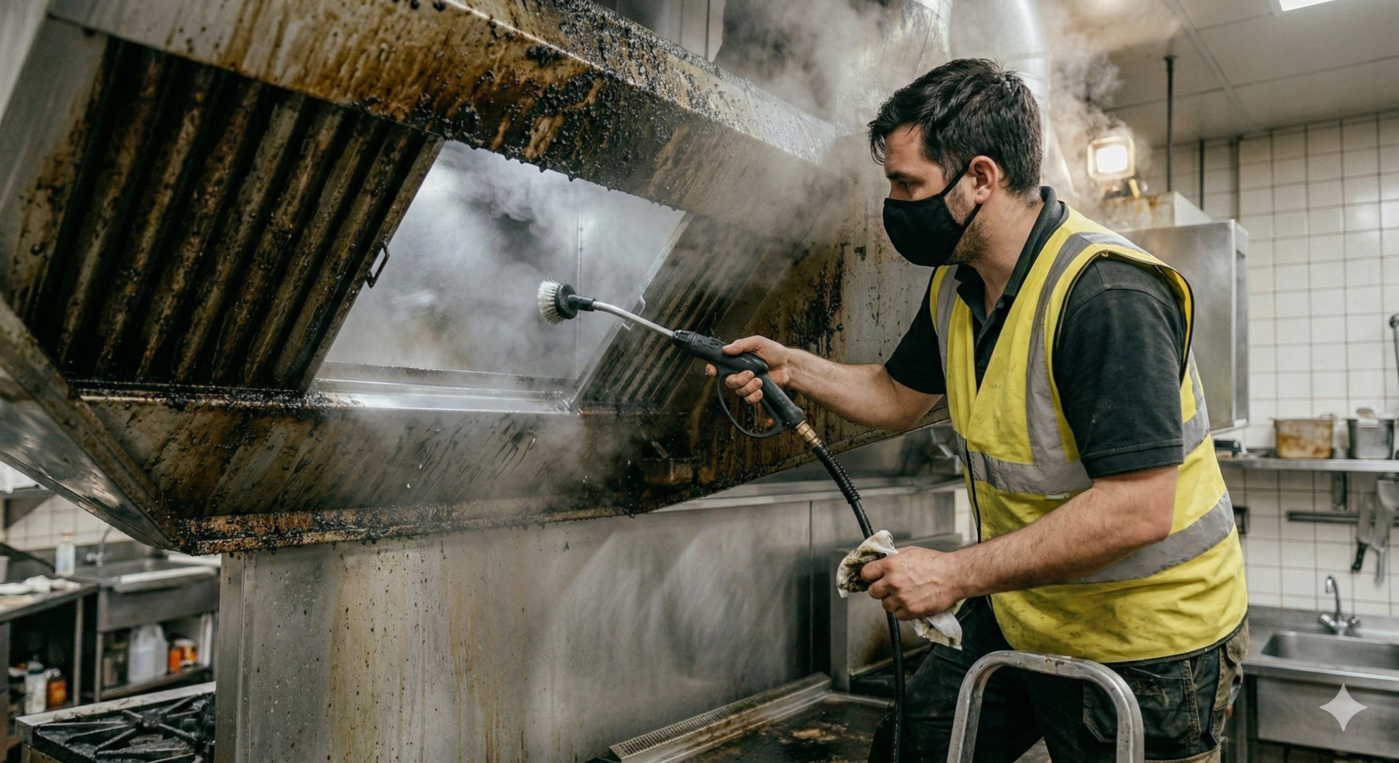 Steam cleaning in progress